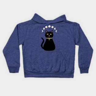 Witches Cat and Moon Phases Kids Hoodie